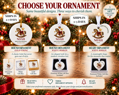 Personalized Baby First Christmas Rocking Horse Ornament