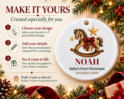 Personalized Baby First Christmas Rocking Horse Ornament