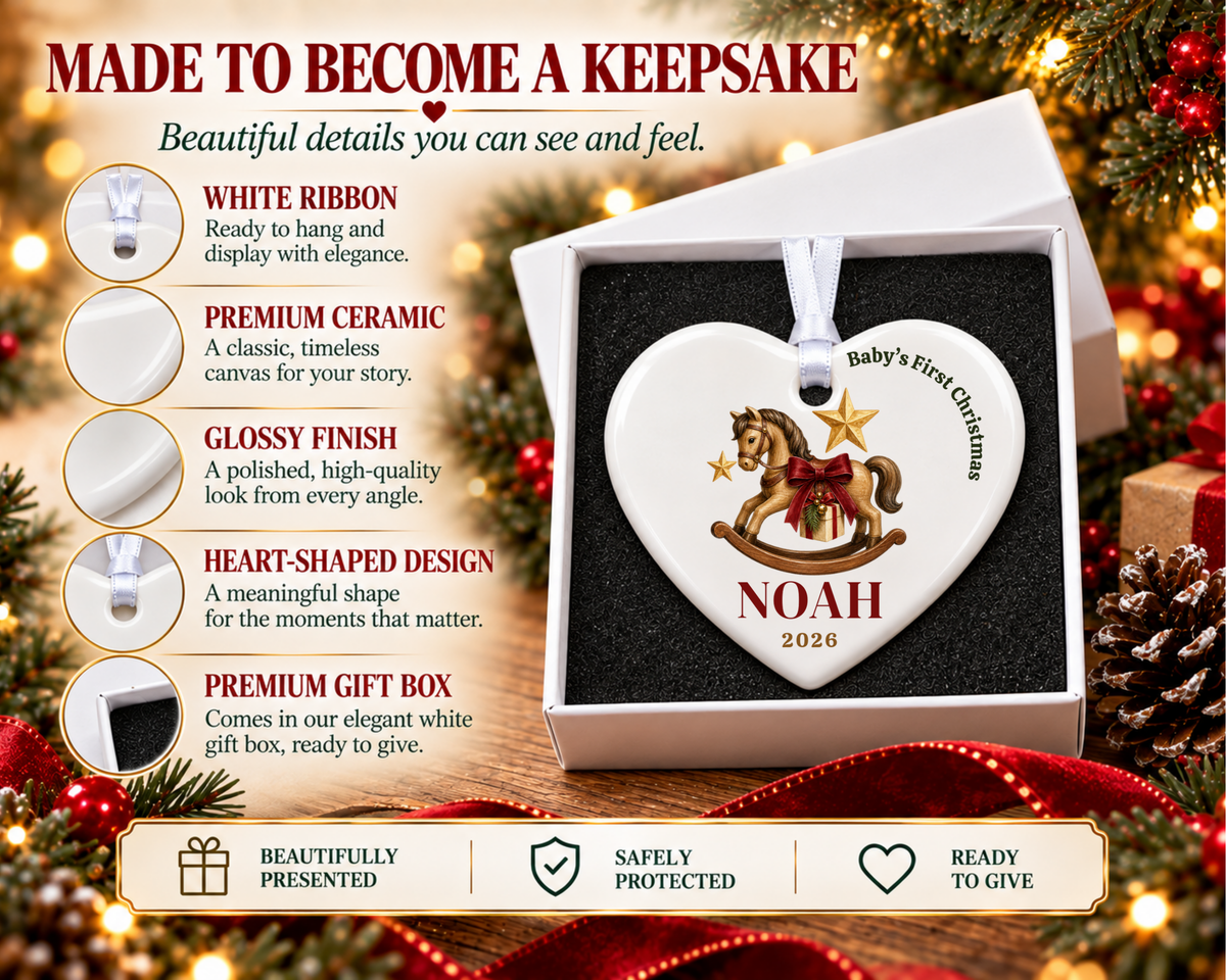 Personalized Baby First Christmas Rocking Horse Ornament