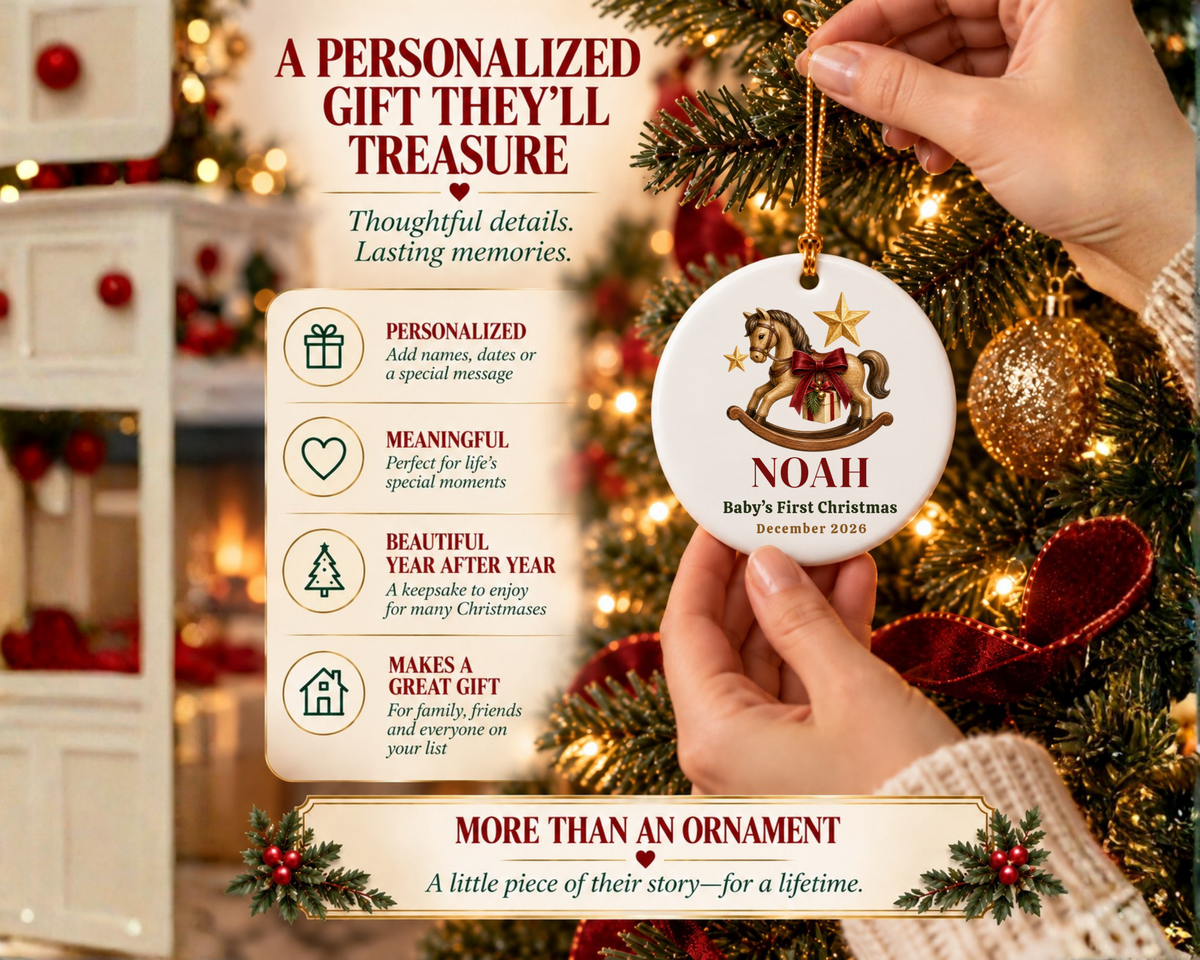 Personalized Baby First Christmas Rocking Horse Ornament