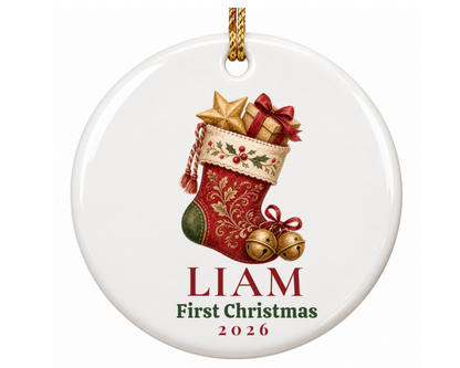 Personalized Newborn First Christmas Stocking Ornament