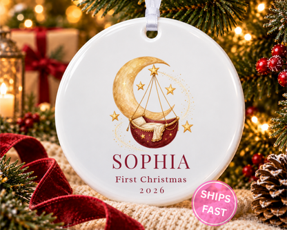 Personalized Baby’s First Christmas Moon Cradle Ornament