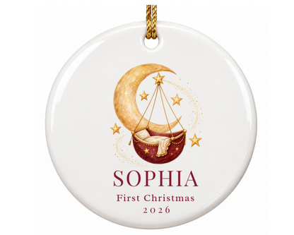 Personalized Baby’s First Christmas Moon Cradle Ornament