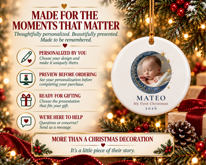 Personalized Baby Photo First Christmas Ornament