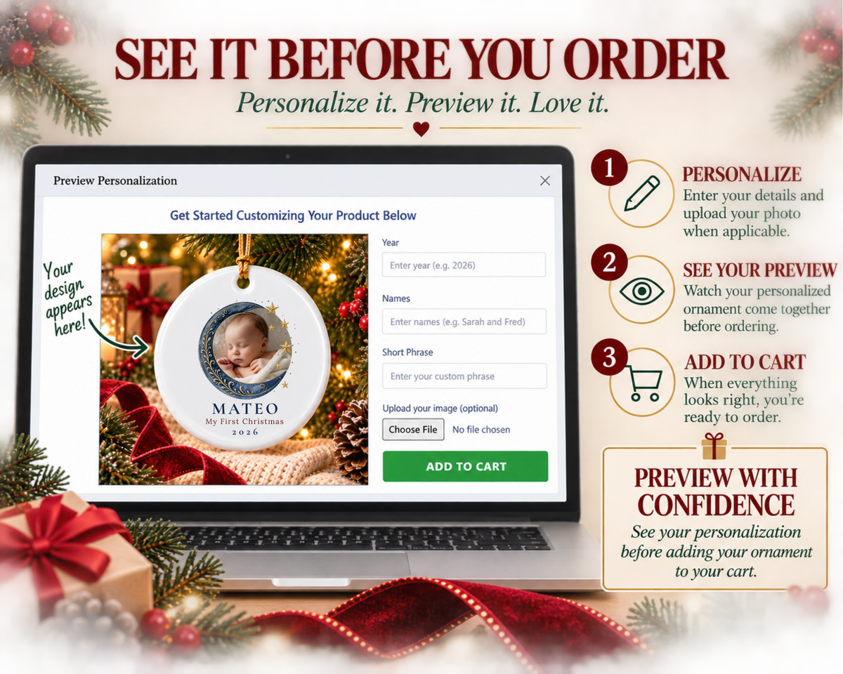 Personalized Baby Photo First Christmas Ornament