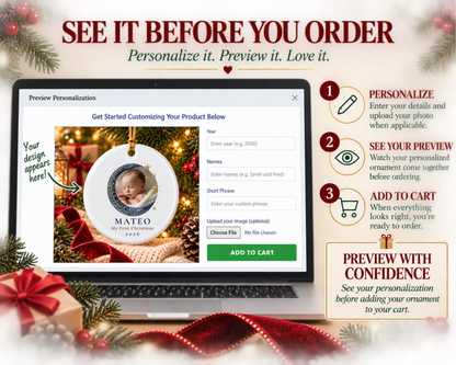 Personalized Baby Photo First Christmas Ornament
