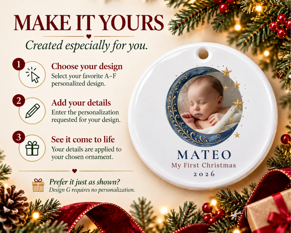Personalized Baby Photo First Christmas Ornament