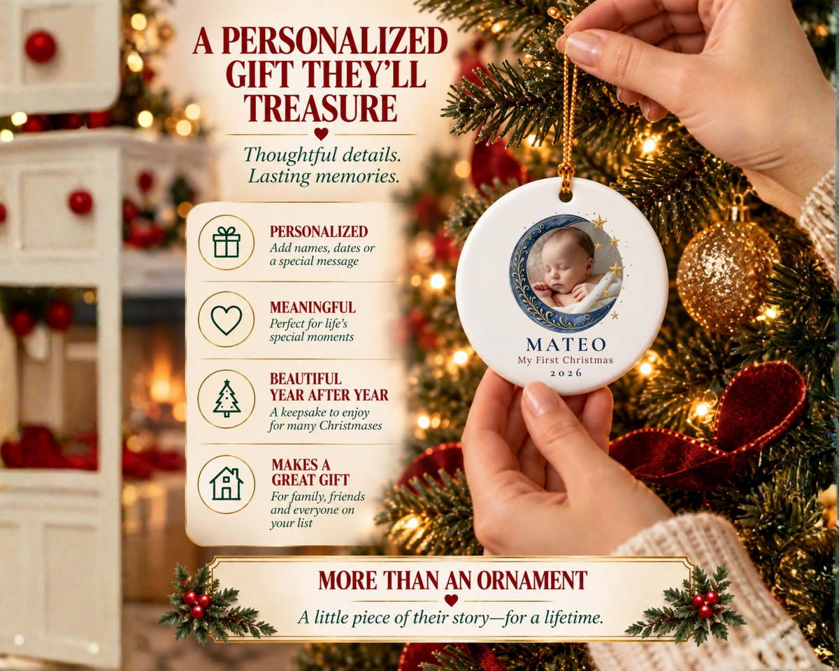 Personalized Baby Photo First Christmas Ornament