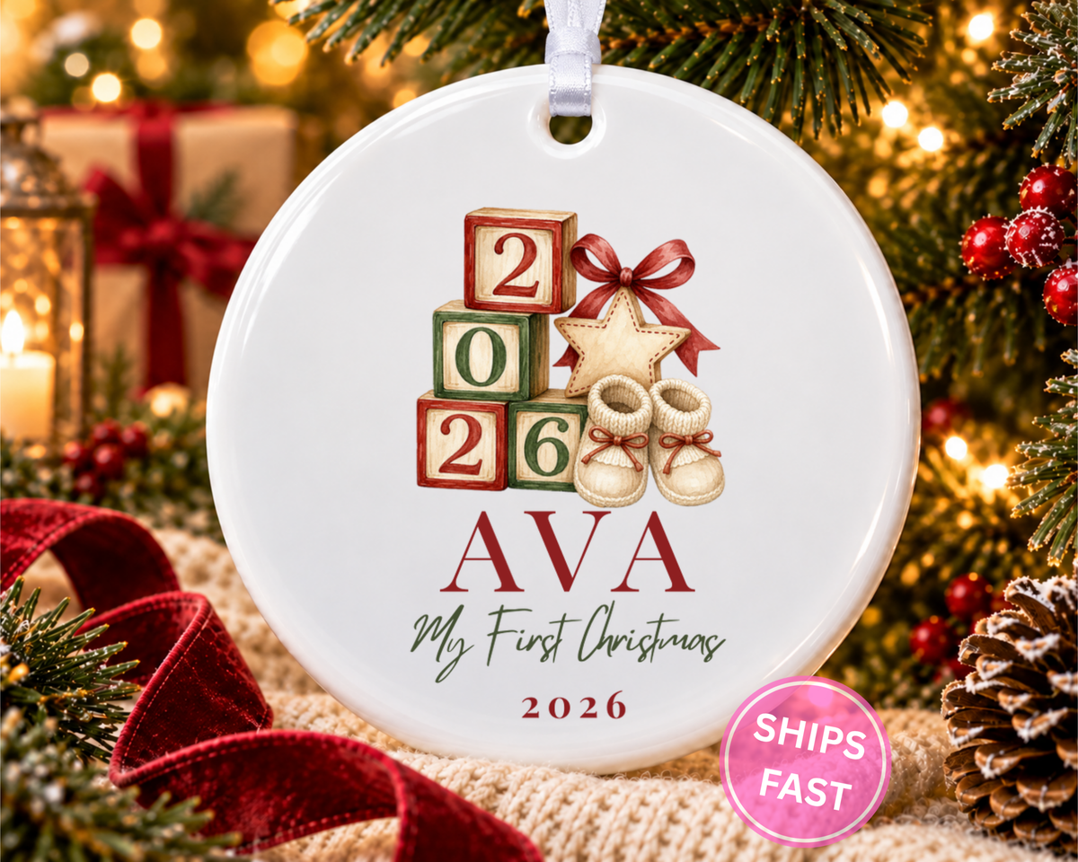 Personalized First Christmas Baby Blocks Ornament