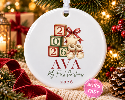 Personalized First Christmas Baby Blocks Ornament
