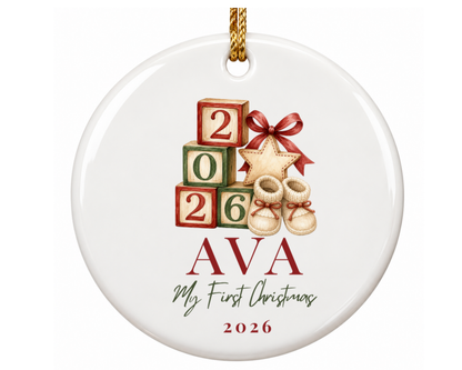 Personalized First Christmas Baby Blocks Ornament
