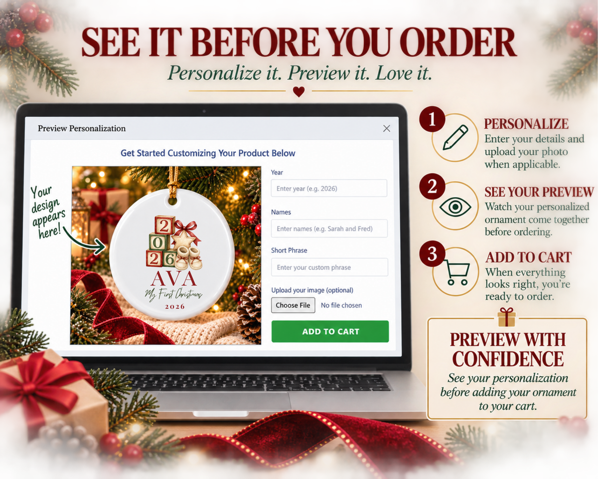 Personalized First Christmas Baby Blocks Ornament