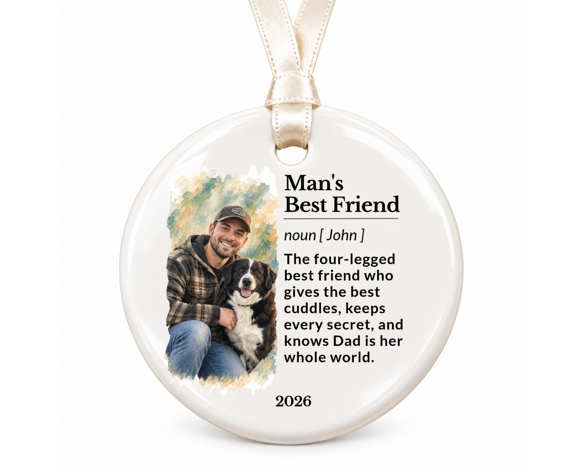 Personalized Dog Mom Ornament, Personalized Christmas Ornament, Dog Mom Gift, Custom Pet Ornament, Ceramic Ornament, Pet Christmas Ornament
