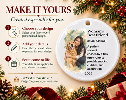 Personalized Dog Lover Ornament, Custom Pet Ornament, Dog Lover Christmas Gift, Dog Lover Gift, Pet Christmas Ornament, Ceramic Ornament