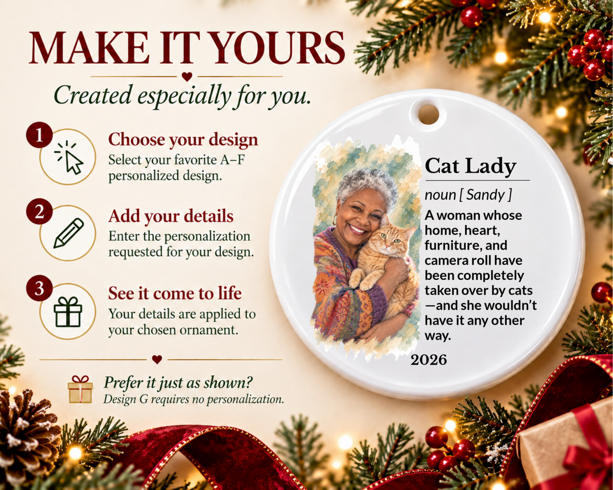 Personalized Cat Mom Ornament, Personalized Cat Ornament, Cat Mom Gift, Personalized Christmas Ornament, Personalized Pet Ornament