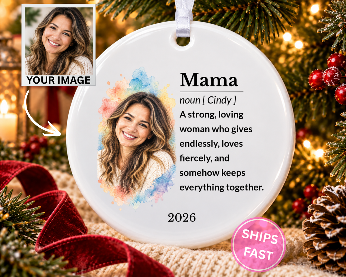 Personalized Mama Ornament, Custom Ornament, Mama Gifts, Mama Christmas, Family Ornament, Ceramic Ornament, Stocking Stuffer