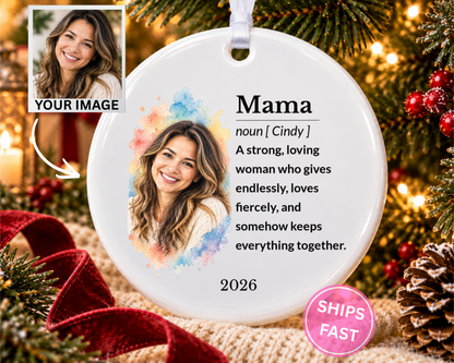 Personalized Mama Ornament, Custom Ornament, Mama Gifts, Mama Christmas, Family Ornament, Ceramic Ornament, Stocking Stuffer