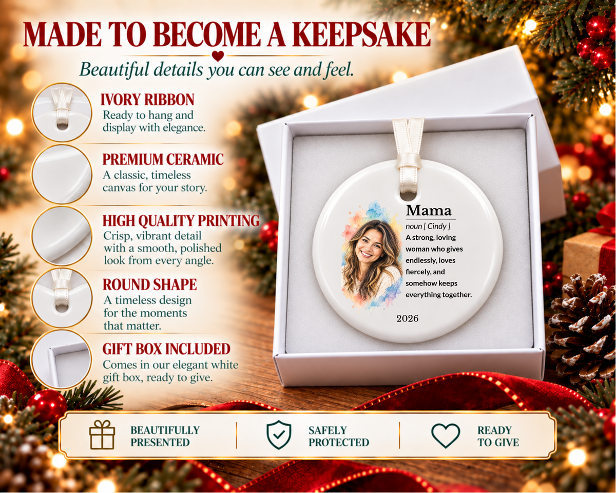 Personalized Mama Ornament, Custom Ornament, Mama Gifts, Mama Christmas, Family Ornament, Ceramic Ornament, Stocking Stuffer