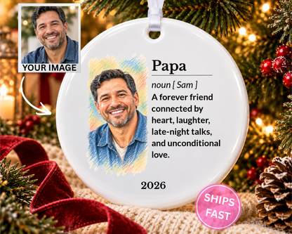 Personalized Papa Ornament, Family Ornament, Papa Gifts, Gifts For Papa, Gift Papa, Custom Ornament, Ceramic Ornament, Stocking Stuffer