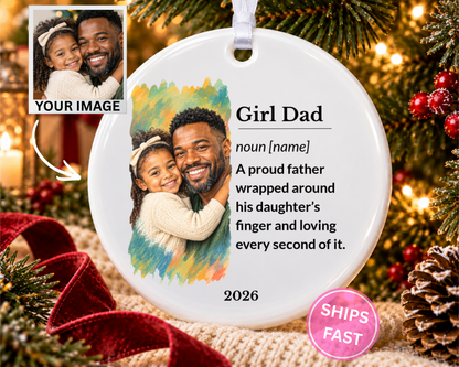 Personalized Girl Dad Ornament, Custom Ornament, Girl Dad Gift, Daddys Girl, Family Ornament, Ceramic Ornament, Stocking Stuffer