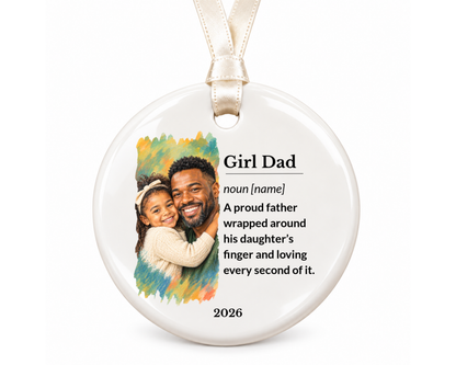 Personalized Girl Dad Ornament, Custom Ornament, Girl Dad Gift, Daddys Girl, Family Ornament, Ceramic Ornament, Stocking Stuffer