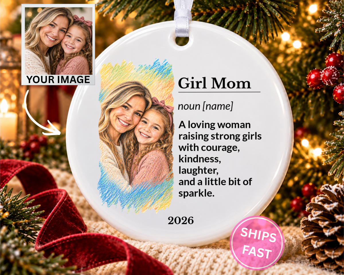 Personalized Girl Mom Ornament, Family Ornament, Custom Ornament, Ceramic Ornament, Stocking Stuffer, Name Ornament, Unique Ornament