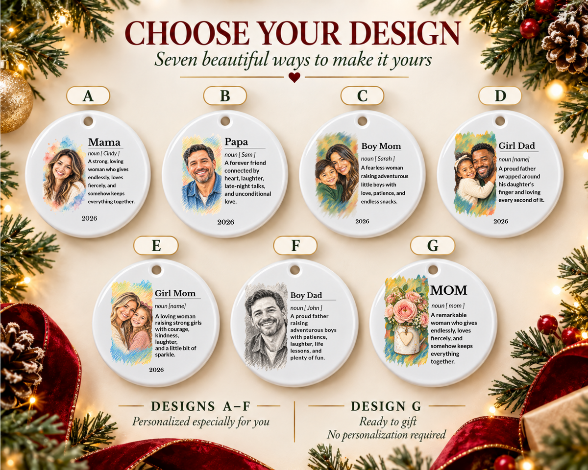 Personalized Boy Dad Ornament, Custom Ornament, Family Ornament, Ceramic Ornament, Stocking Stuffer, Name Ornament, Unique Ornament