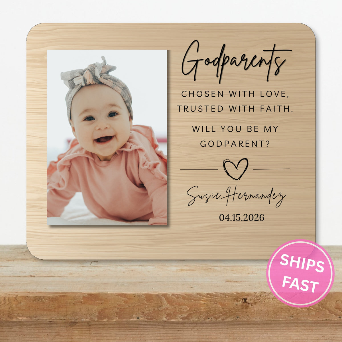 Godparent Proposal, Personalized Godparent Photo Board, Custom Godparent Picture Board, Faith Keepsake Gift, Godparent Proposal Custom Gift personalized photo board — image 2 of 13