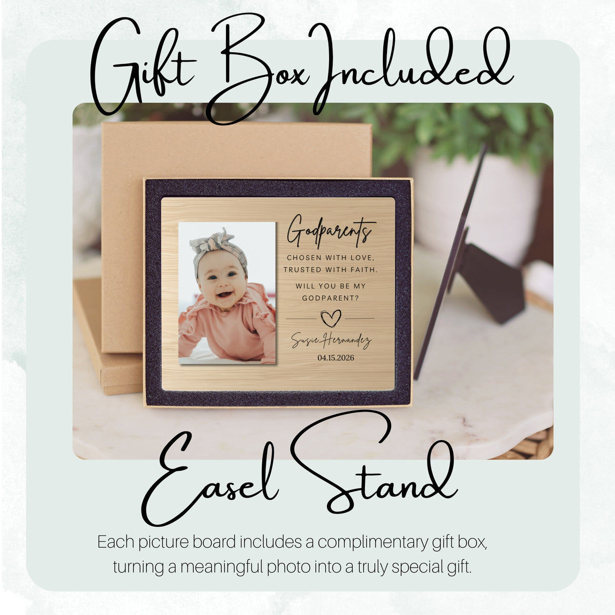 Godparent Proposal, Personalized Godparent Photo Board, Custom Godparent Picture Board, Faith Keepsake Gift, Godparent Proposal Custom Gift personalized photo board — image 5 of 13
