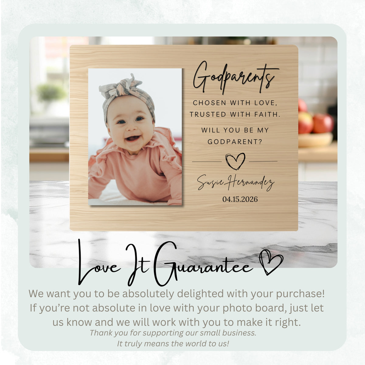 Godparent Proposal, Personalized Godparent Photo Board, Custom Godparent Picture Board, Faith Keepsake Gift, Godparent Proposal Custom Gift personalized photo board — image 6 of 13