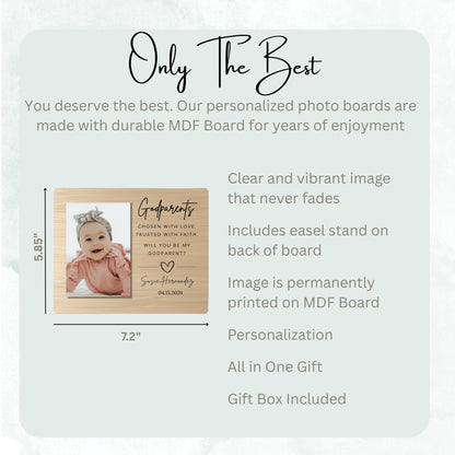 Godparent Proposal, Personalized Godparent Photo Board, Custom Godparent Picture Board, Faith Keepsake Gift, Godparent Proposal Custom Gift personalized photo board — image 7 of 13