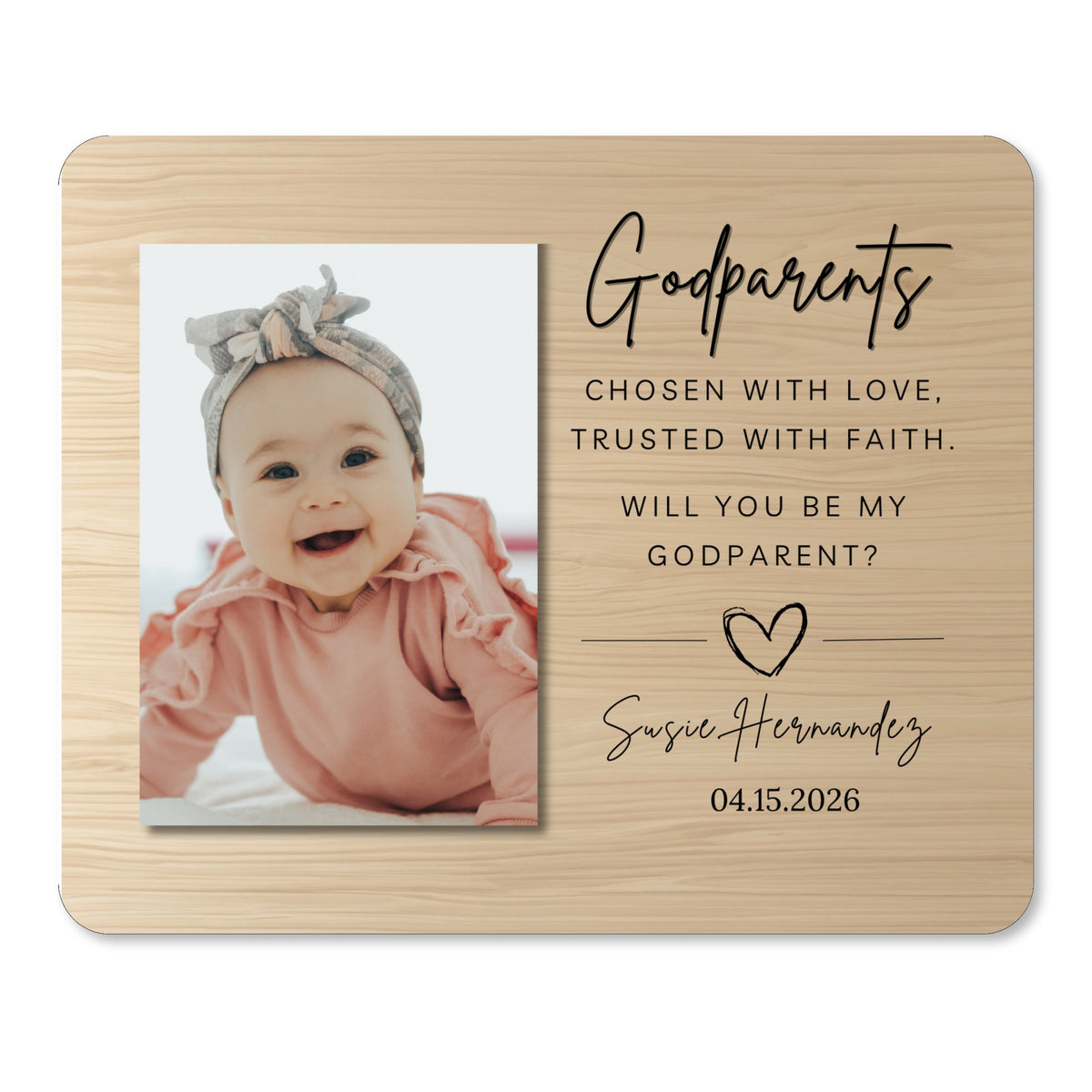Godparent Proposal, Personalized Godparent Photo Board, Custom Godparent Picture Board, Faith Keepsake Gift, Godparent Proposal Custom Gift personalized photo board — image 1 of 13