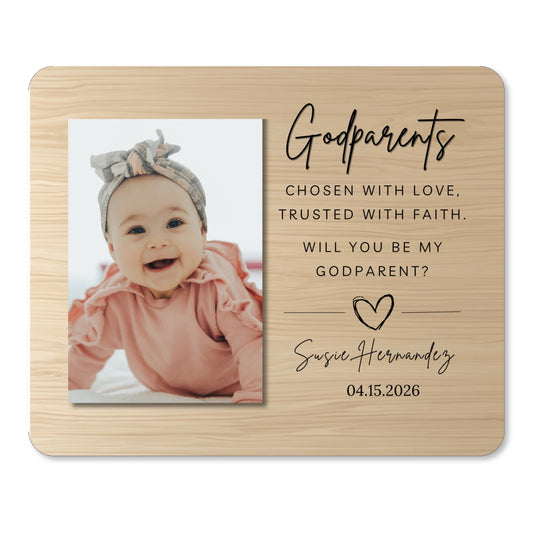 DESIGN A - Chosen with Love, Trusted with Faith personalized godparent proposal photo board design
