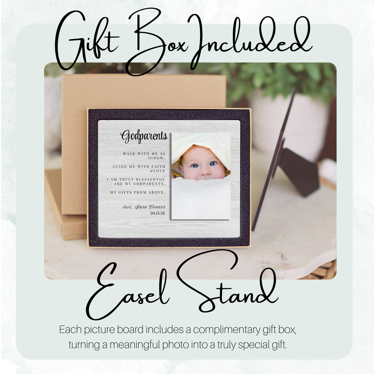 Godmother Gift, Personalized Godparent Photo Board, Custom Godparent Picture Board, Faith Keepsake Gift, Godparent Proposal Custom Gift personalized photo board — image 5 of 13