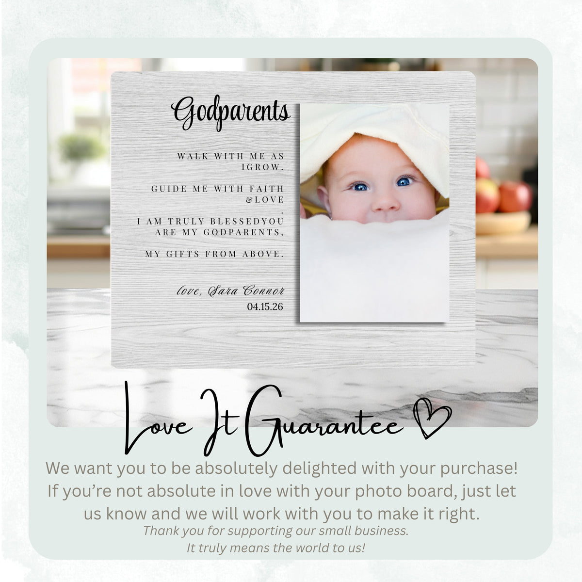Godmother Gift, Personalized Godparent Photo Board, Custom Godparent Picture Board, Faith Keepsake Gift, Godparent Proposal Custom Gift personalized photo board — image 6 of 13
