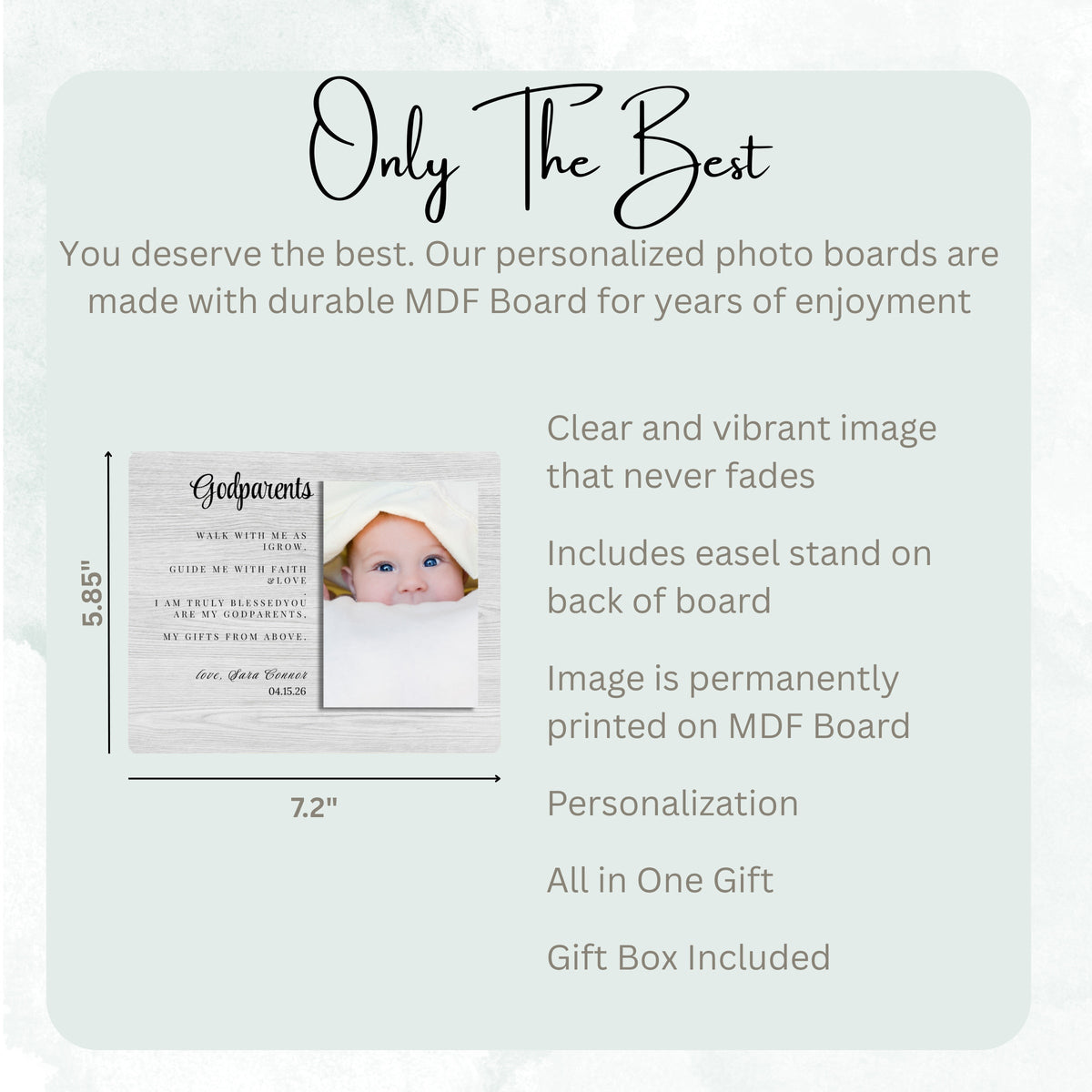Godmother Gift, Personalized Godparent Photo Board, Custom Godparent Picture Board, Faith Keepsake Gift, Godparent Proposal Custom Gift personalized photo board — image 7 of 13