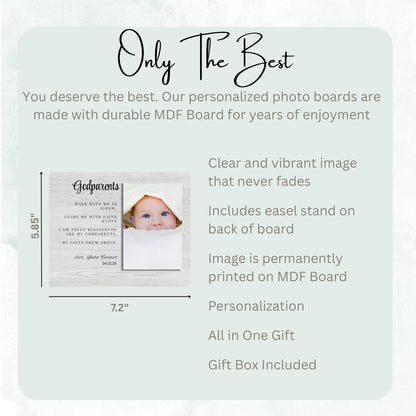 Godmother Gift, Personalized Godparent Photo Board, Custom Godparent Picture Board, Faith Keepsake Gift, Godparent Proposal Custom Gift personalized photo board — image 7 of 13