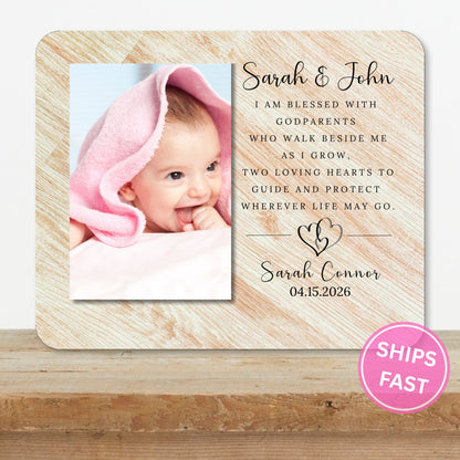 Baptism Gift, Personalized Godparent Photo Board, Custom Godparent Picture Board, Faith Keepsake Gift, Godparent Proposal Unique Photo Decor personalized photo board — image 2 of 13