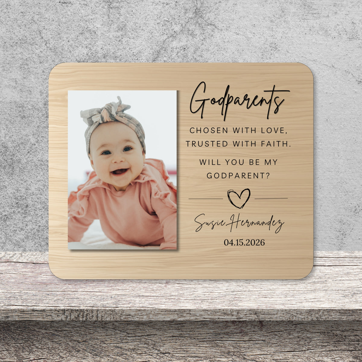 Baptism Gift, Personalized Godparent Photo Board, Custom Godparent Picture Board, Faith Keepsake Gift, Godparent Proposal Unique Photo Decor personalized photo board — image 9 of 13