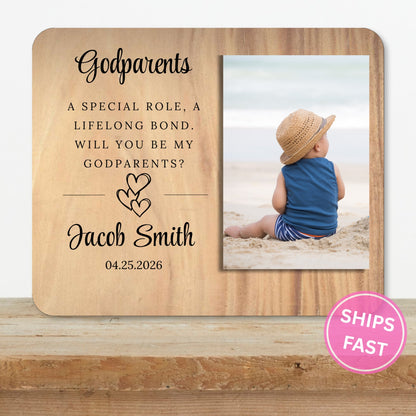 Godparent Proposal, Personalized Godparent Photo Board, Custom Godparent Picture Board, Faith Keepsake Gift, Godparent Proposal Custom Gift personalized photo board — image 2 of 13