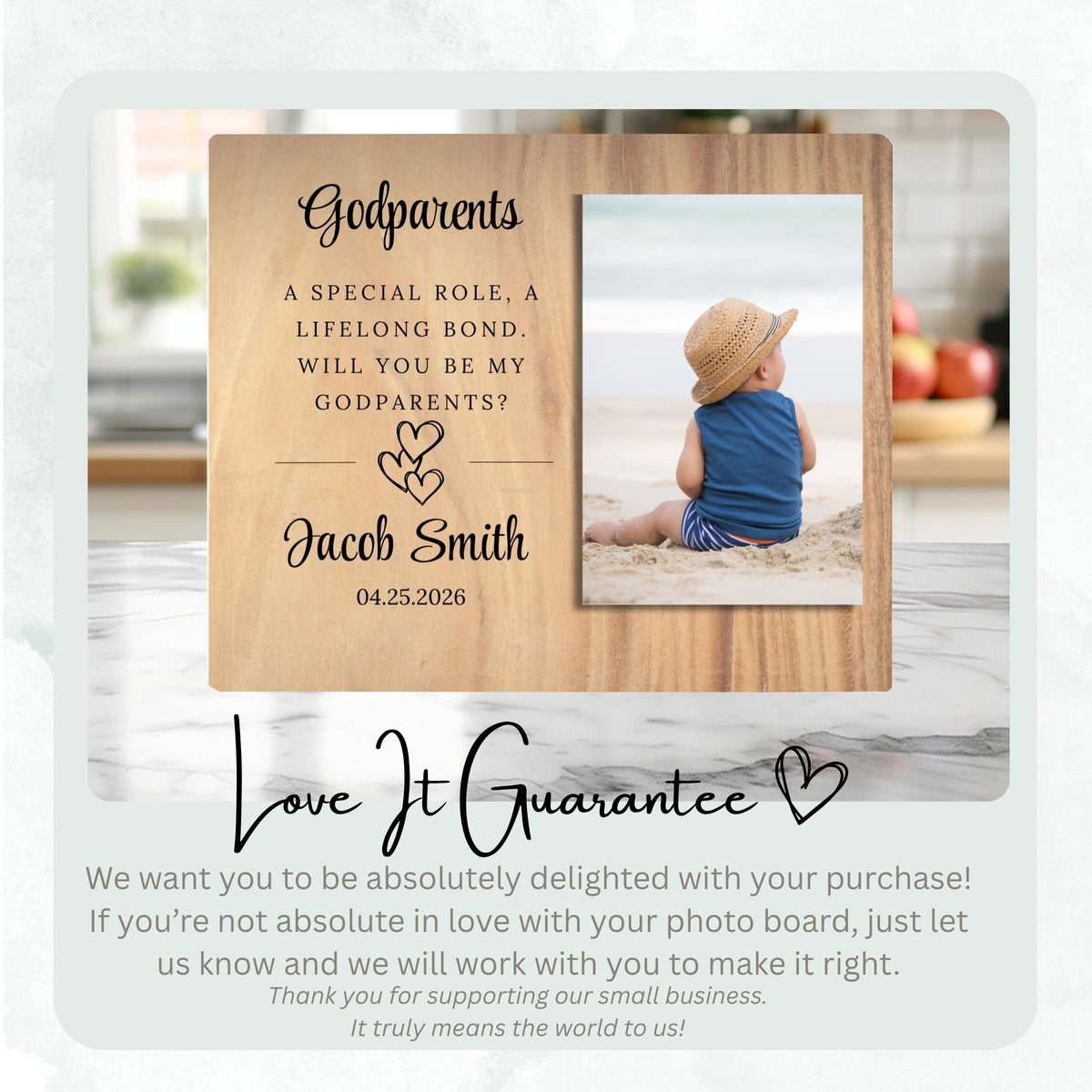 Godparent Proposal, Personalized Godparent Photo Board, Custom Godparent Picture Board, Faith Keepsake Gift, Godparent Proposal Custom Gift personalized photo board — image 6 of 13