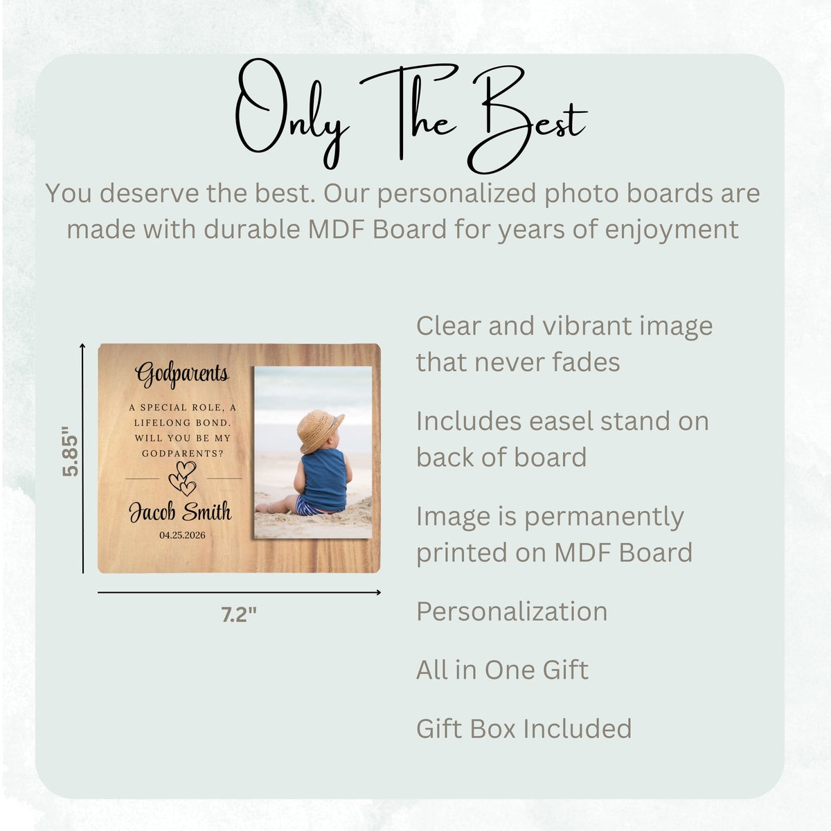 Godparent Proposal, Personalized Godparent Photo Board, Custom Godparent Picture Board, Faith Keepsake Gift, Godparent Proposal Custom Gift personalized photo board — image 7 of 13