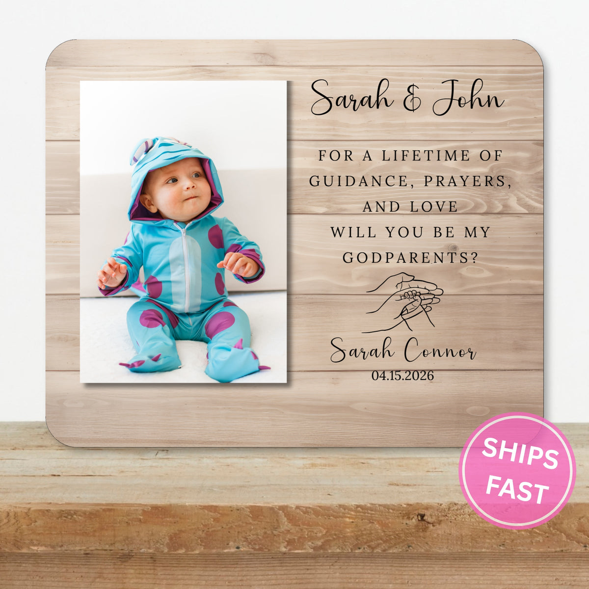 Godfather Gift, Personalized Godparent Photo Board, Custom Godparent Picture Board, Faith Keepsake Gift, Godparent Proposal Custom Gift personalized photo board — image 2 of 13