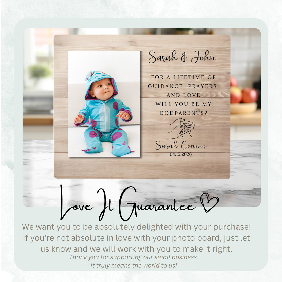 Godfather Gift, Personalized Godparent Photo Board, Custom Godparent Picture Board, Faith Keepsake Gift, Godparent Proposal Custom Gift personalized photo board — image 6 of 13