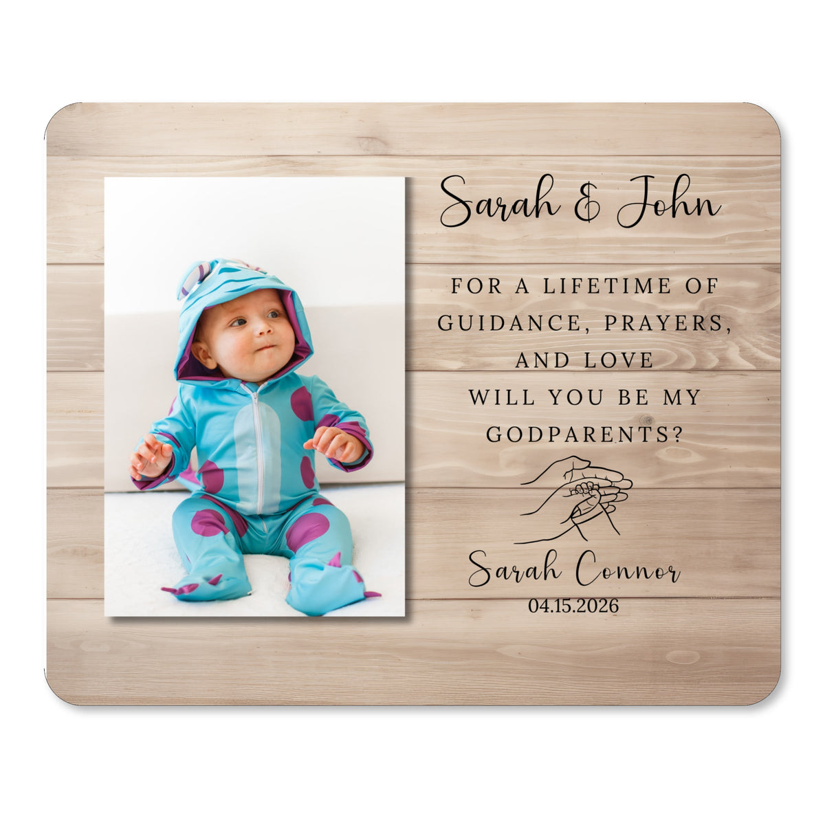 Godfather Gift, Personalized Godparent Photo Board, Custom Godparent Picture Board, Faith Keepsake Gift, Godparent Proposal Custom Gift personalized photo board — image 1 of 13