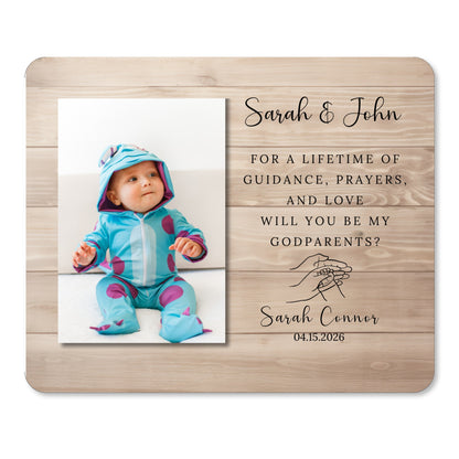 Godfather Gift, Personalized Godparent Photo Board, Custom Godparent Picture Board, Faith Keepsake Gift, Godparent Proposal Custom Gift personalized photo board — image 1 of 13