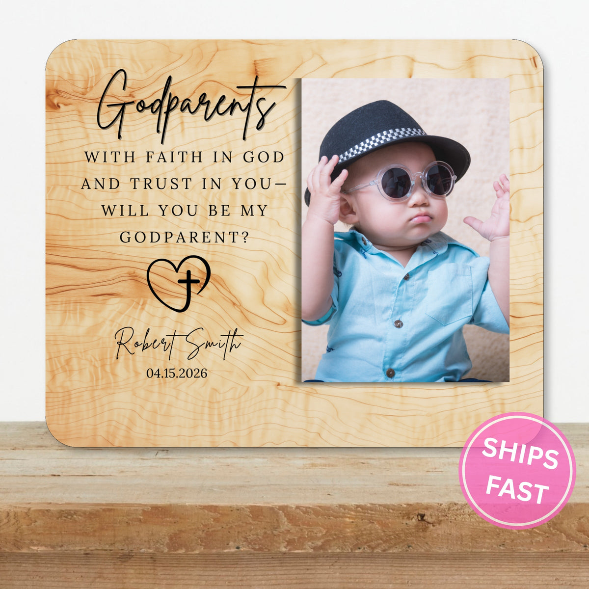 Faith Keepsake, Personalized Godparent Photo Board, Custom Godparent Picture Board, Faith Keepsake Gift, Godparent Proposal Custom Gift personalized photo board — image 2 of 13