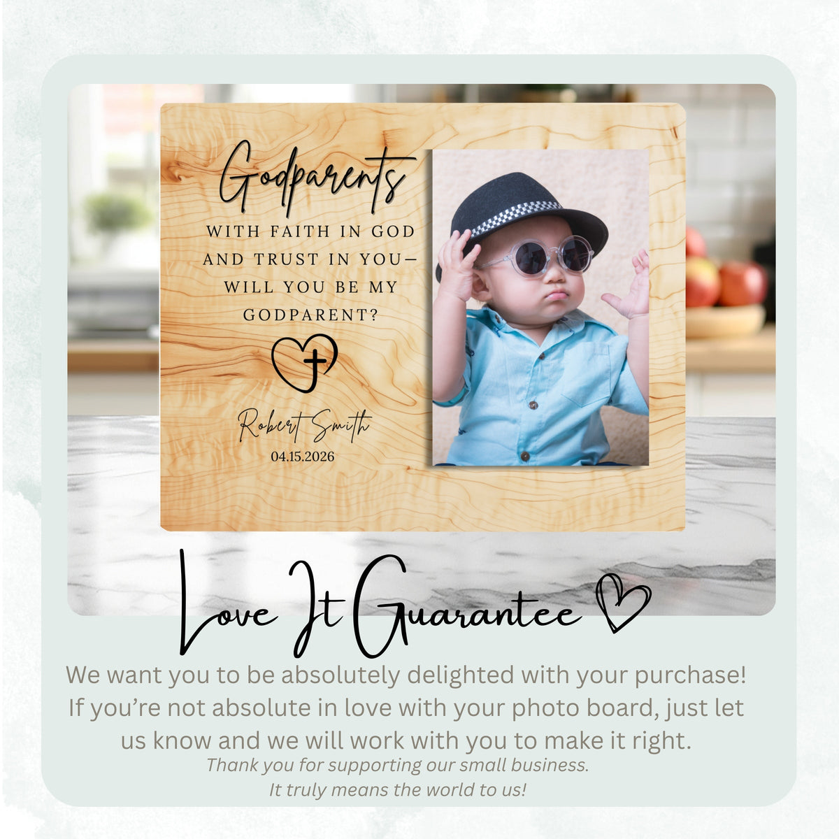Faith Keepsake, Personalized Godparent Photo Board, Custom Godparent Picture Board, Faith Keepsake Gift, Godparent Proposal Custom Gift personalized photo board — image 6 of 13