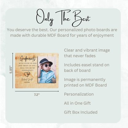 Faith Keepsake, Personalized Godparent Photo Board, Custom Godparent Picture Board, Faith Keepsake Gift, Godparent Proposal Custom Gift personalized photo board — image 7 of 13
