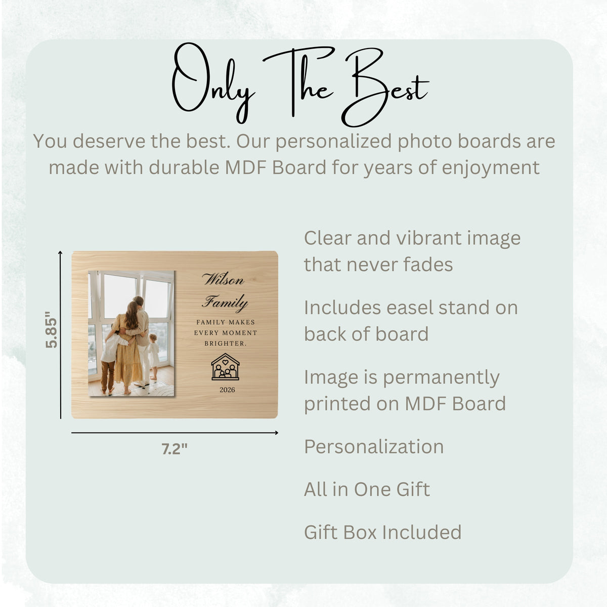 Family Gift, Personalized Family Photo Board, Custom Family Picture Board, Memory Photo Board, Family Keepsake Personalized Photo Gift personalized photo board — image 7 of 13